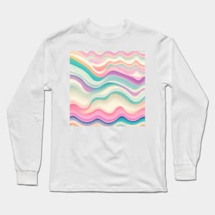 HORIZONTAL PATTERN OF MULTICOLORED WAVES, PASTEL COLOR, Long Sleeve T-Shirt